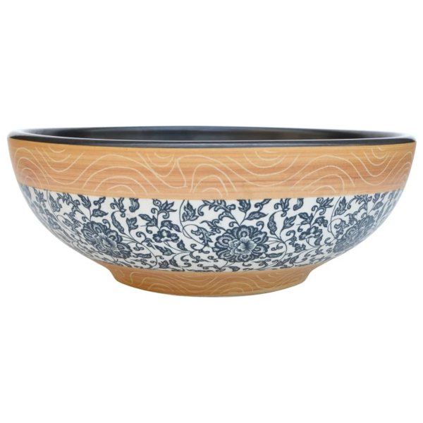vidaXL Aufsatzwaschbecken Mehrfarbig Rund Ø41x14 cm Keramik
