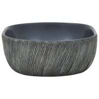 vidaXL Aufsatzwaschbecken Schwarz und Grau Oval 47x33x13 cm Keramik