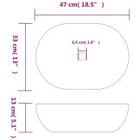 vidaXL Aufsatzwaschbecken Schwarz und Grau Oval 47x33x13 cm Keramik