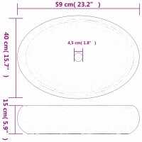 vidaXL Aufsatzwaschbecken Schwarz und Grau Oval 59x40x15 cm Keramik