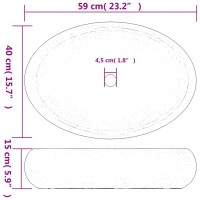 vidaXL Aufsatzwaschbecken Wei&szlig; und Golden Oval 59x40x15 cm Keramik