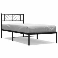 vidaXL Bettgestell mit Kopfteil Metall Schwarz 90x190 cm