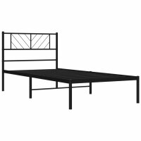 vidaXL Bettgestell mit Kopfteil Metall Schwarz 90x190 cm