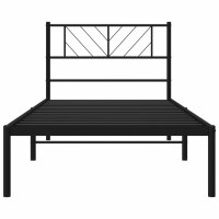 vidaXL Bettgestell mit Kopfteil Metall Schwarz 90x190 cm