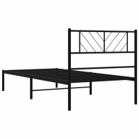 vidaXL Bettgestell mit Kopfteil Metall Schwarz 90x190 cm