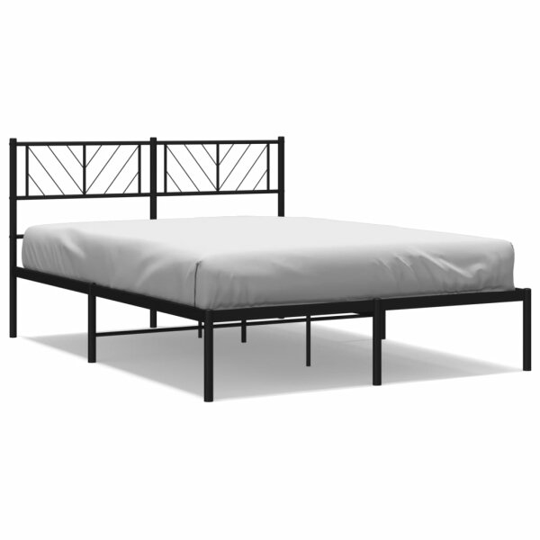 vidaXL Bettgestell mit Kopfteil Metall Schwarz 135x190 cm