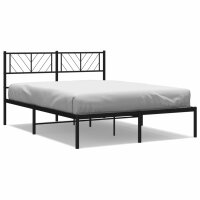 vidaXL Bettgestell mit Kopfteil Metall Schwarz 135x190 cm