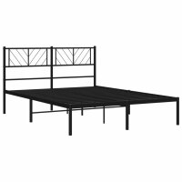 vidaXL Bettgestell mit Kopfteil Metall Schwarz 135x190 cm