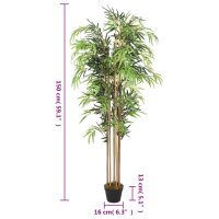 vidaXL Bambusbaum K&uuml;nstlich 1095 Bl&auml;tter 150 cm Gr&uuml;n