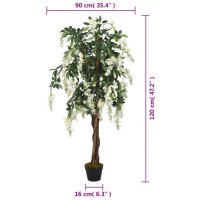 vidaXL Glyzinienbaum K&uuml;nstlich 840 Bl&auml;tter 120 cm Gr&uuml;n und Wei&szlig;