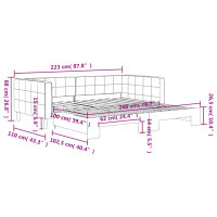 vidaXL Tagesbett Ausziehbar Hellgrau 100x200 cm Samt