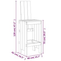 vidaXL 3-tlg. Gartenbar-Set Massivholz Douglasie