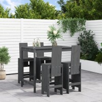 vidaXL 5-tlg. Gartenbar-Set Grau Massivholz Kiefer