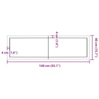 vidaXL Tischplatte 140x40x6 cm Massivholz Eiche Behandelt Baumkante