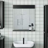 vidaXL Badspiegel mit Ablage BERG Schwarz 60x12x70 cm...