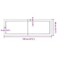 vidaXL Tischplatte 120x40x6 cm Massivholz Eiche Unbehandelt Baumkante