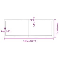 vidaXL Tischplatte 140x50x4 cm Massivholz Eiche Unbehandelt Baumkante