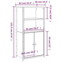 vidaXL Highboard Grau Sonoma 62x36x121,5 cm Holzwerkstoff