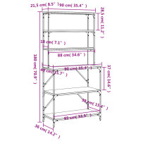 vidaXL B&auml;ckerregal 6 F&auml;cher Braun Eichen-Optik 90x40x180 cm