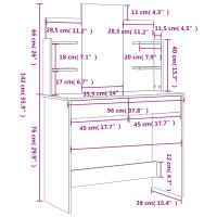 vidaXL Schminktisch mit Spiegel Betongrau 96x39x142 cm