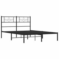 vidaXL Bettgestell mit Kopfteil Metall Schwarz 140x190 cm