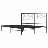 vidaXL Bettgestell mit Kopfteil Metall Schwarz 140x190 cm