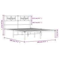 vidaXL Bettgestell mit Kopfteil Metall Schwarz 140x190 cm