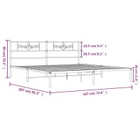 vidaXL Bettgestell mit Kopfteil Metall Wei&szlig; 180x200 cm