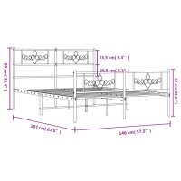 vidaXL Bettgestell mit Kopf- und Fu&szlig;teil Metall Schwarz 140x200 cm