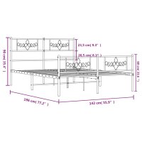 vidaXL Bettgestell mit Kopf- und Fu&szlig;teil Metall Schwarz 135x190 cm