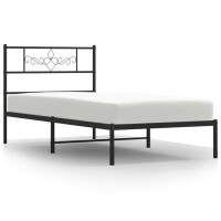 vidaXL Bettgestell mit Kopfteil Metall Schwarz 90x190 cm