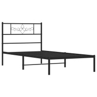 vidaXL Bettgestell mit Kopfteil Metall Schwarz 90x190 cm