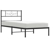 vidaXL Bettgestell mit Kopfteil Metall Schwarz 90x190 cm