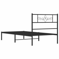 vidaXL Bettgestell mit Kopfteil Metall Schwarz 90x190 cm