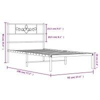 vidaXL Bettgestell mit Kopfteil Metall Schwarz 90x190 cm