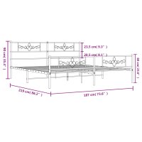 vidaXL Bettgestell mit Kopf- und Fu&szlig;teil Metall Schwarz 183x213 cm