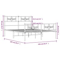 vidaXL Bettgestell mit Kopf- und Fu&szlig;teil Metall Wei&szlig; 150x200 cm