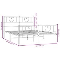 vidaXL Bettgestell mit Kopf- und Fu&szlig;teil Metall Schwarz 120x200 cm