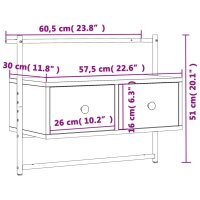 vidaXL TV-Wandschrank Sonoma-Eiche 60,5x30x51 cm Holzwerkstoff