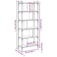 vidaXL B&uuml;cherregal 6 B&ouml;den Schwarz 76x32x192 cm Holzwerkstoff