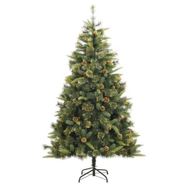 vidaXL K&uuml;nstlicher Weihnachtsbaum Klappbar mit Zapfen 240 cm