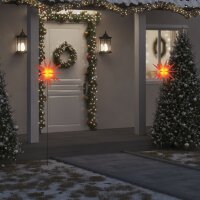 vidaXL LED-Weihnachtssterne 3 Stk. mit Erdspie&szlig;en Faltbar Rot 57 cm