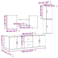 vidaXL 7-tlg. Badm&ouml;bel-Set Schwarz Holzwerkstoff