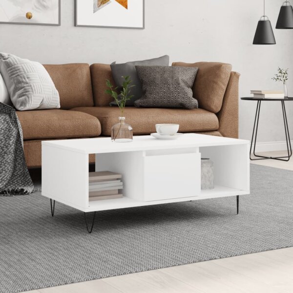 vidaXL Couchtisch Wei&szlig; 90x50x36,5 cm Holzwerkstoff