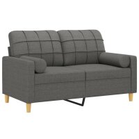 vidaXL 2-Sitzer-Sofa mit Zierkissen Dunkelgrau 120 cm Stoff