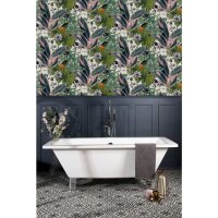 DUTCH WALLCOVERINGS Tapete Passion Flower Wei&szlig; und Gr&uuml;n