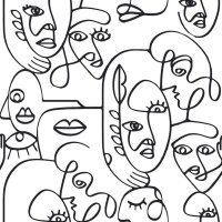 Noordwand Tapete Friends & Coffee Line Art Faces...