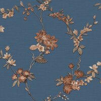 DUTCH WALLCOVERINGS Tapete Flower Dunkelblau und Bronzen
