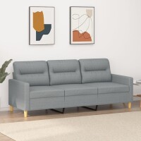 vidaXL 3-Sitzer-Sofa Hellgrau 180 cm Stoff