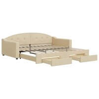 vidaXL Tagesbett Ausziehbar mit Schubladen Creme 100x200...